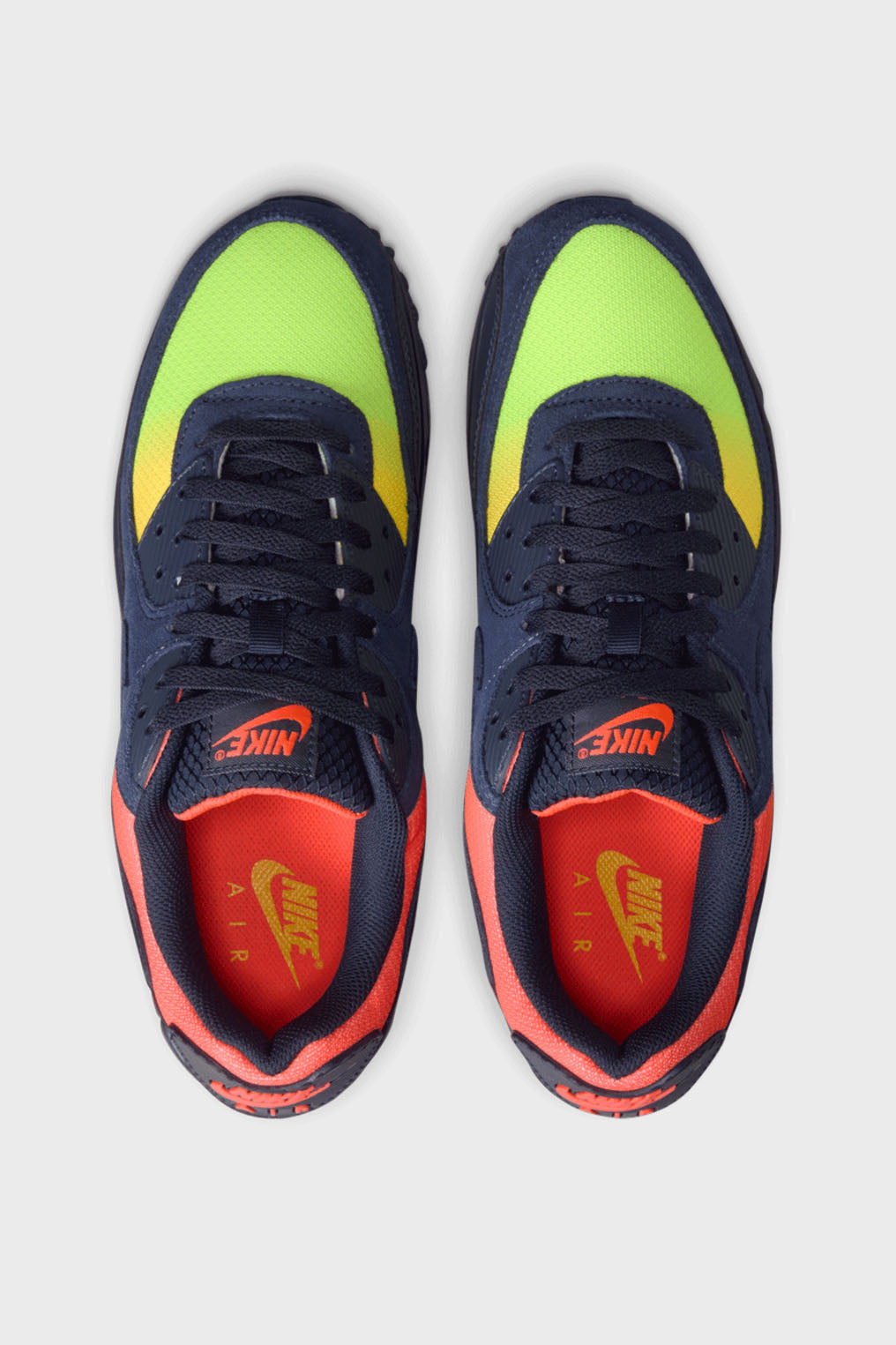 Air Max 90 Sneaker - Blackened Blue + Hyper Crimson + Lemon Venom