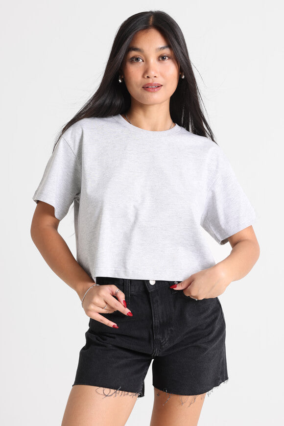 Crop T-Shirt - Grau meliert