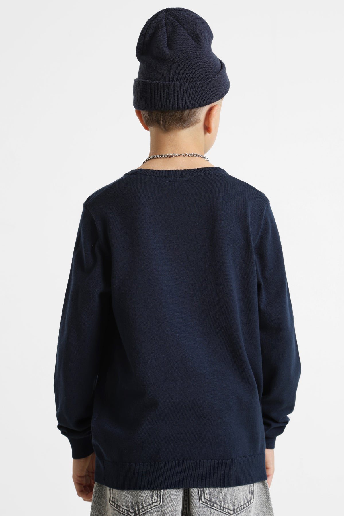 Maglione in maglia fine - Navy