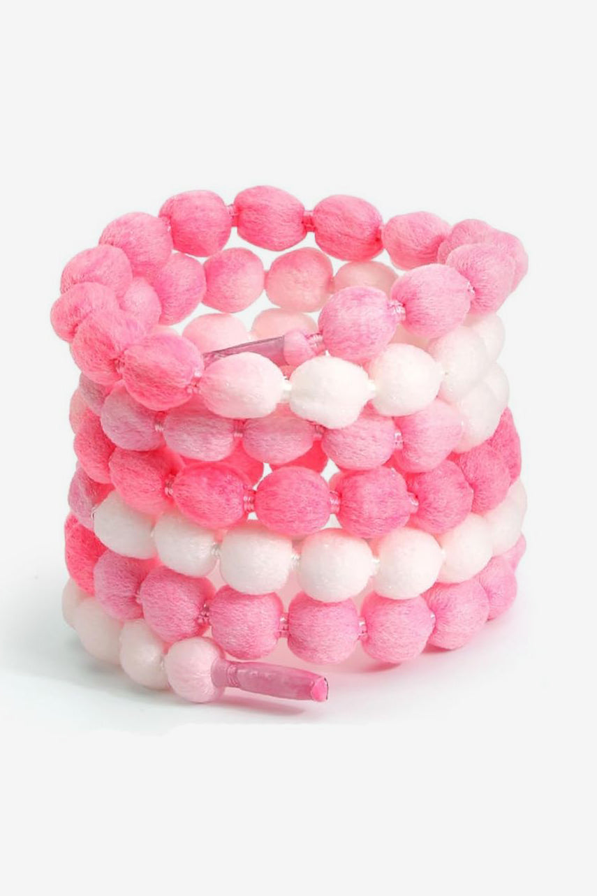 Lacci da scarpe in corda perlata 150 cm - Rosa + Bianco