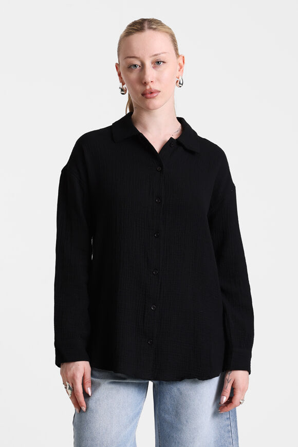 Chemise oversize en mousseline - Noir
