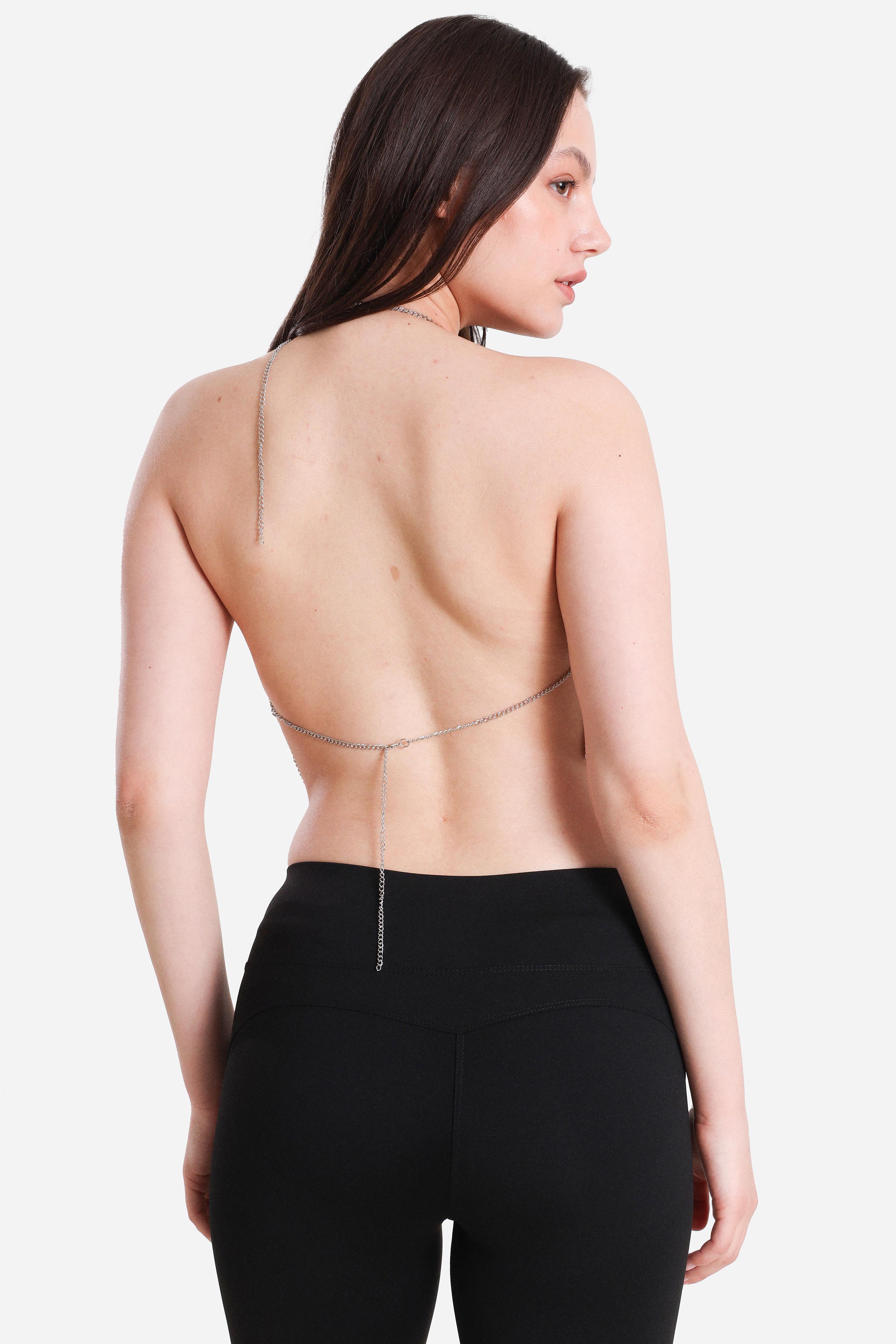 Top metallizzato con schiena scoperta - Silver