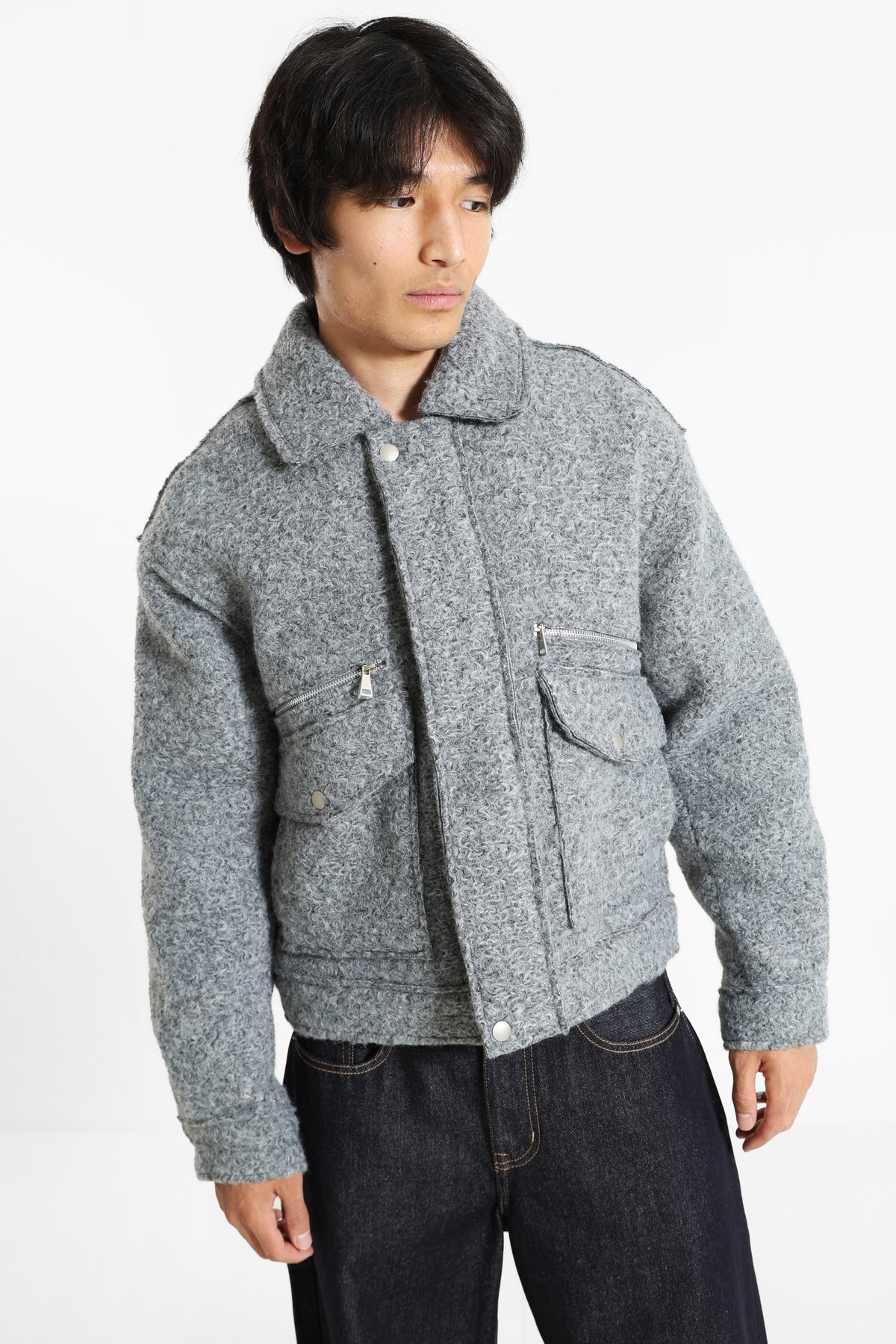 Veste en maille bouclée - Grey Heather
