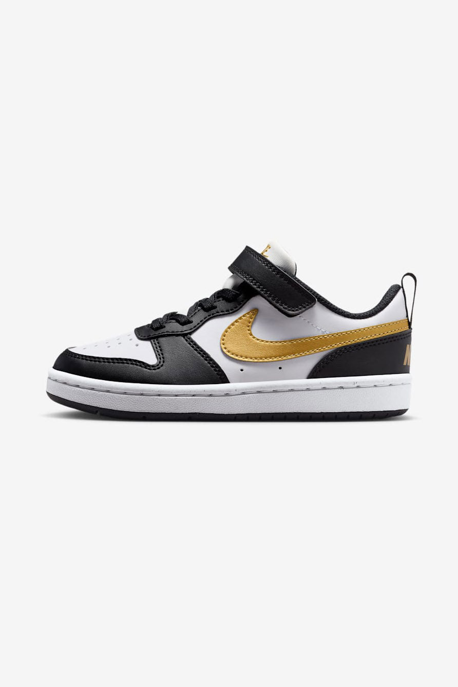 Court Borough Recraft Kids Sneaker - Black + Metallic Gold