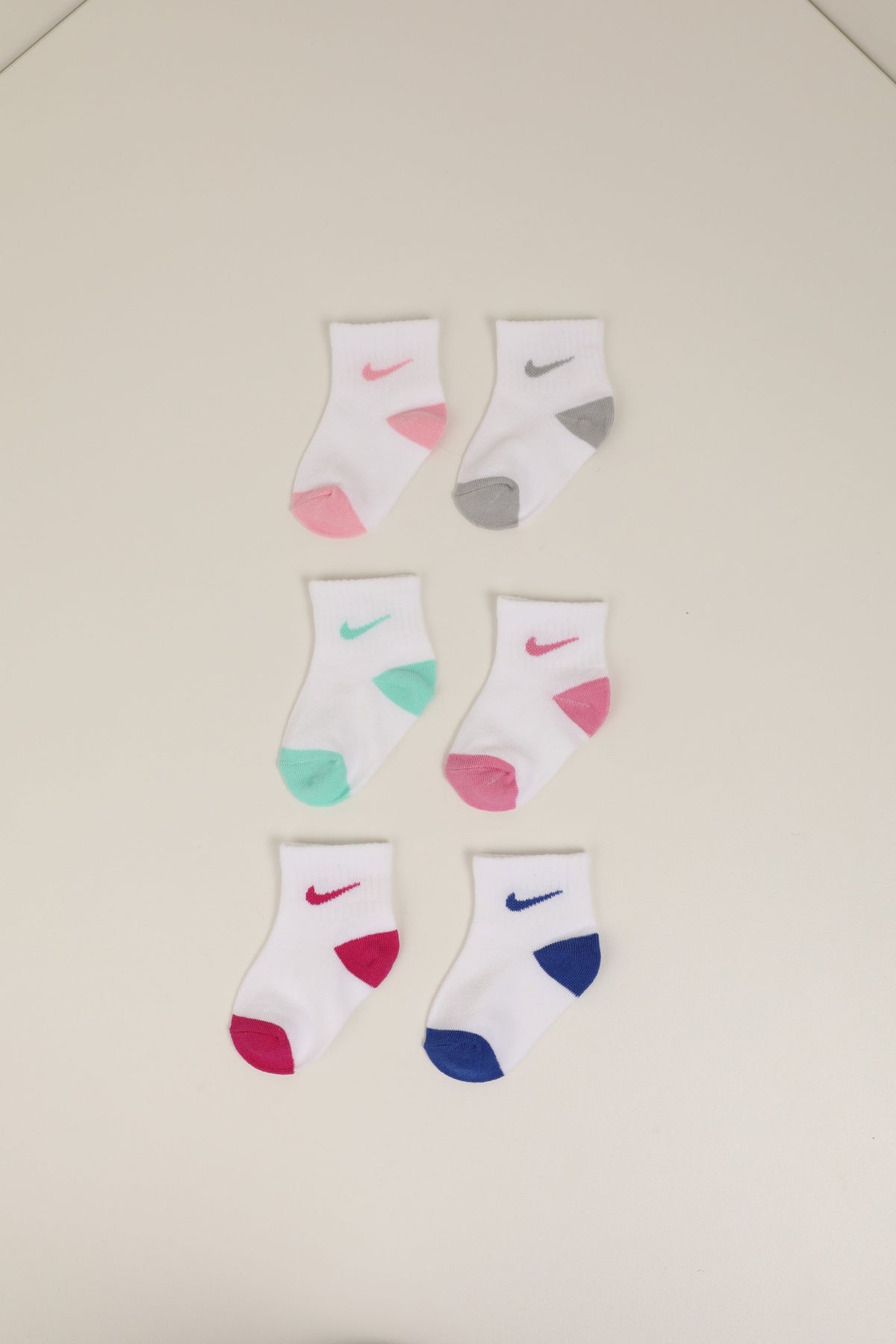Sechserpack Baby Socken - Weiss + Blau + Grau + Rosa + Mint