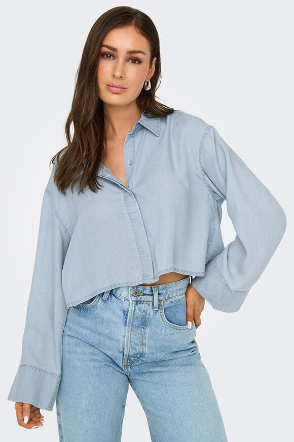 ONLCHARIS Crop Shirt - Light Blue Denim