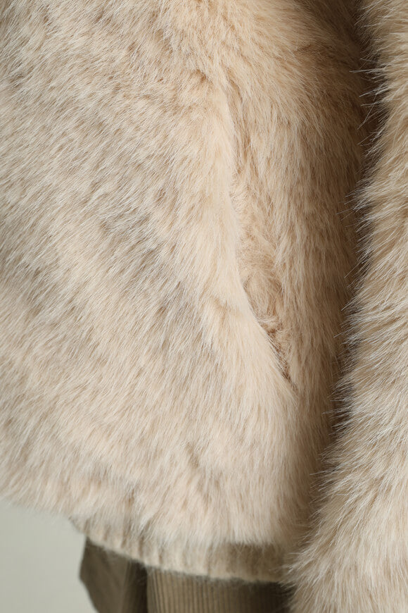 Crop Kunstpelzmantel - Light Beige