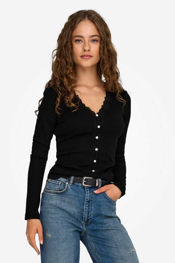 ONLENEA shirt côtelé manches longues - Black