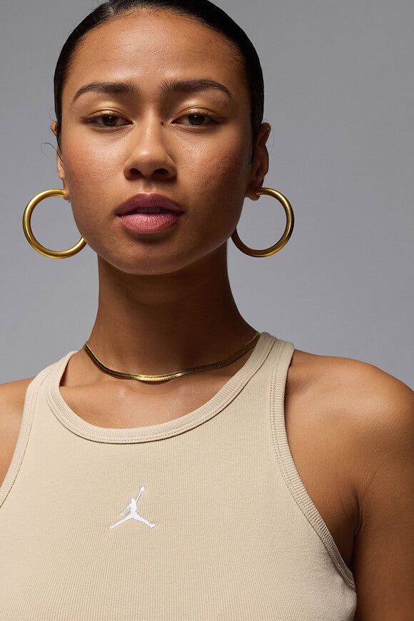 Ribbed crop tank top - Rattan