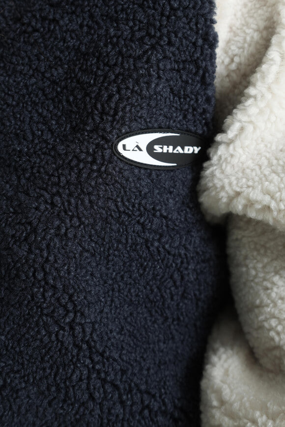 Veste ample en peluche - Bleu marine + Ecru