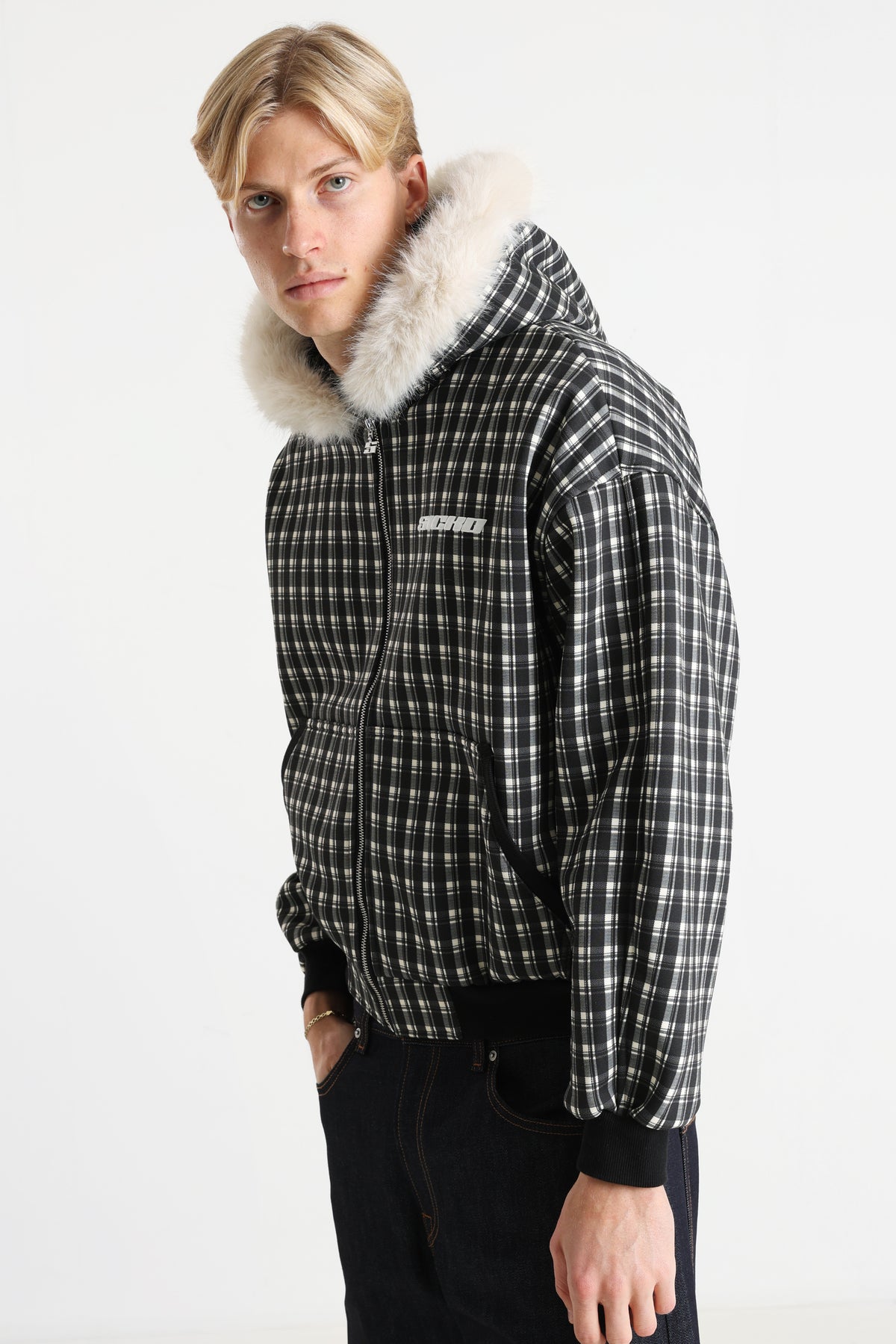 Veste bomber légère - Noir + Ecru