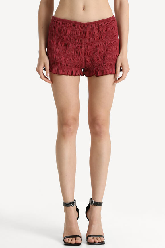 Gesmokte Stoffshorts - Bordeaux