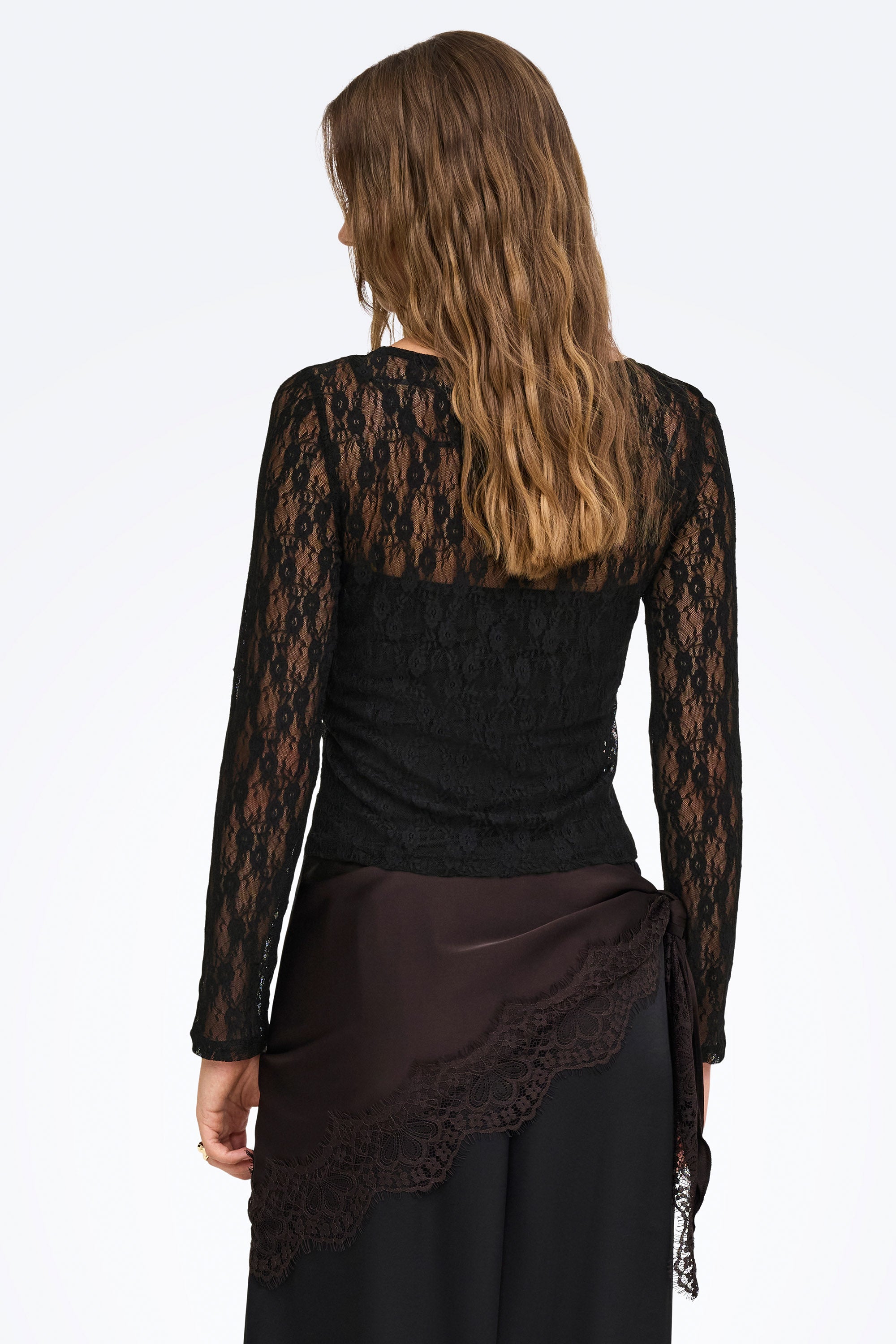 ONLNIKITA Spitzen Langarmshirt - Black