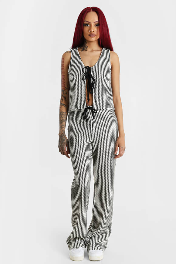 Strick Crop Top - Schwarz + Weiss