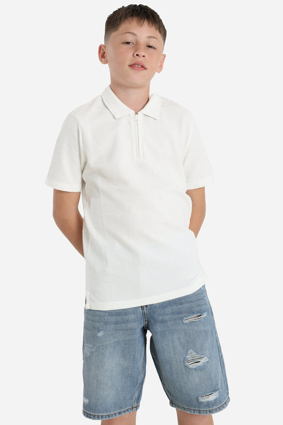 JJBENJA polo in structured fabric - Cloud Dancer