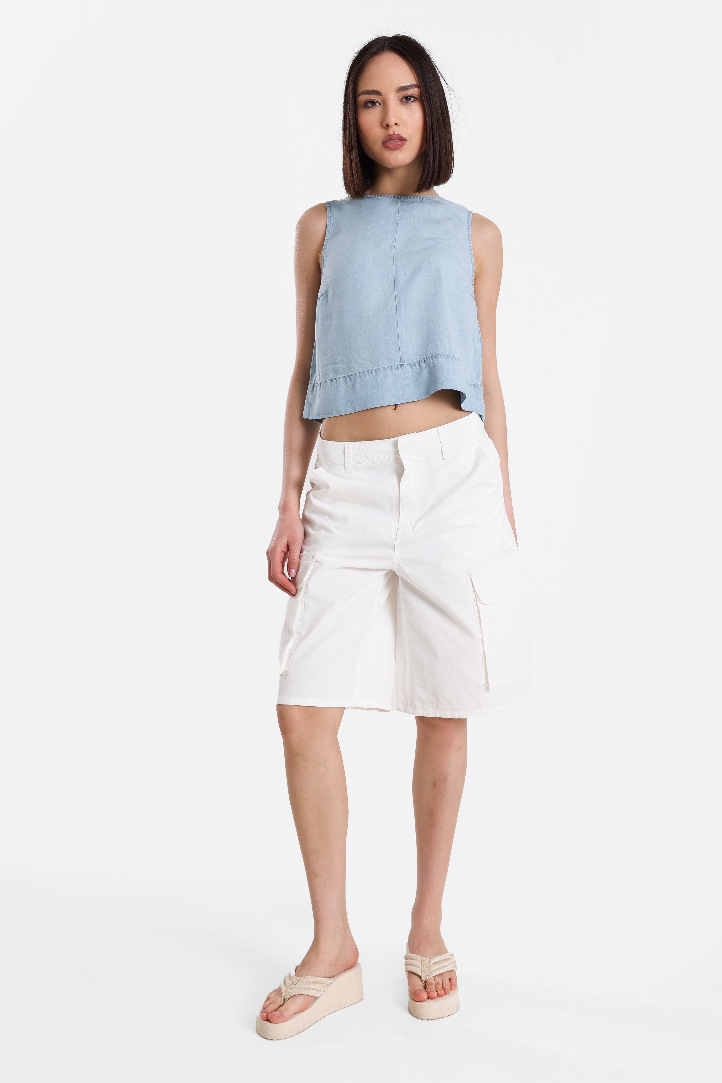 ONLDORSI Crop Top - Light Blue Denim