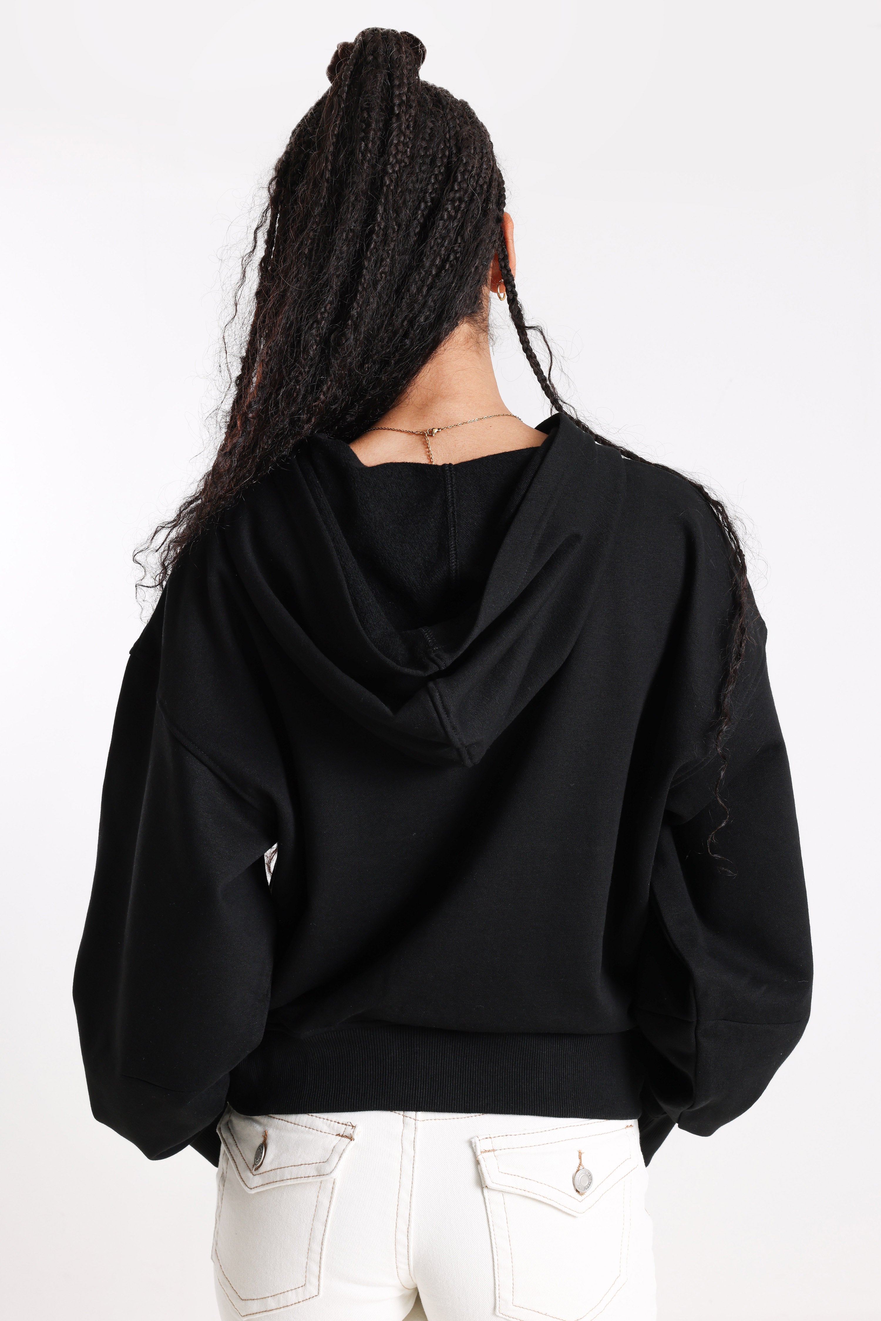 Kapuzensweatjacke - Schwarz