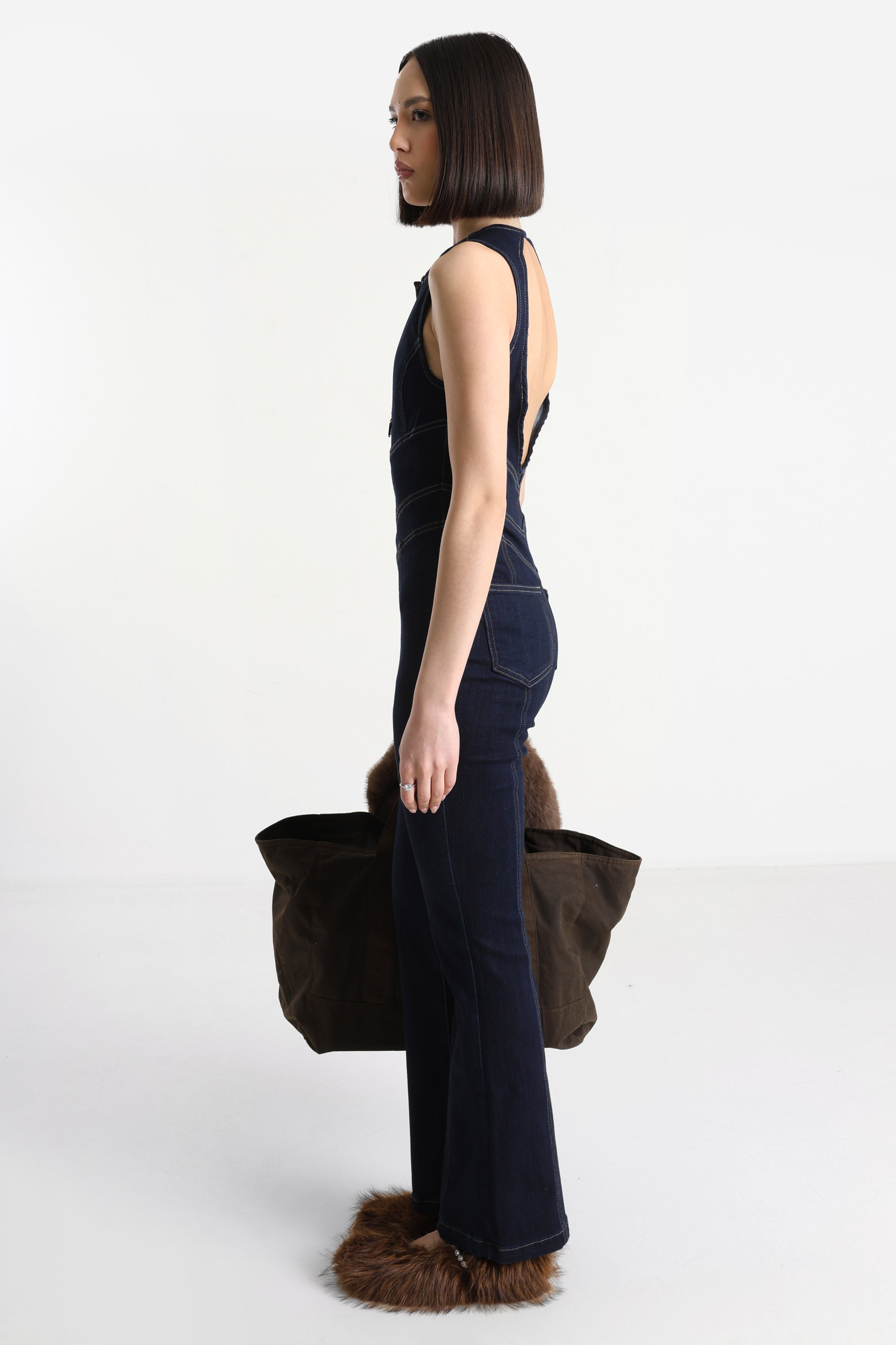 Langer Jeans Overall - Dunkelblau