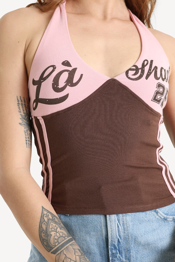 Crop Top dos nu - rose + marron