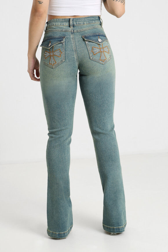 Flare Jeans - Gewaschen Blau
