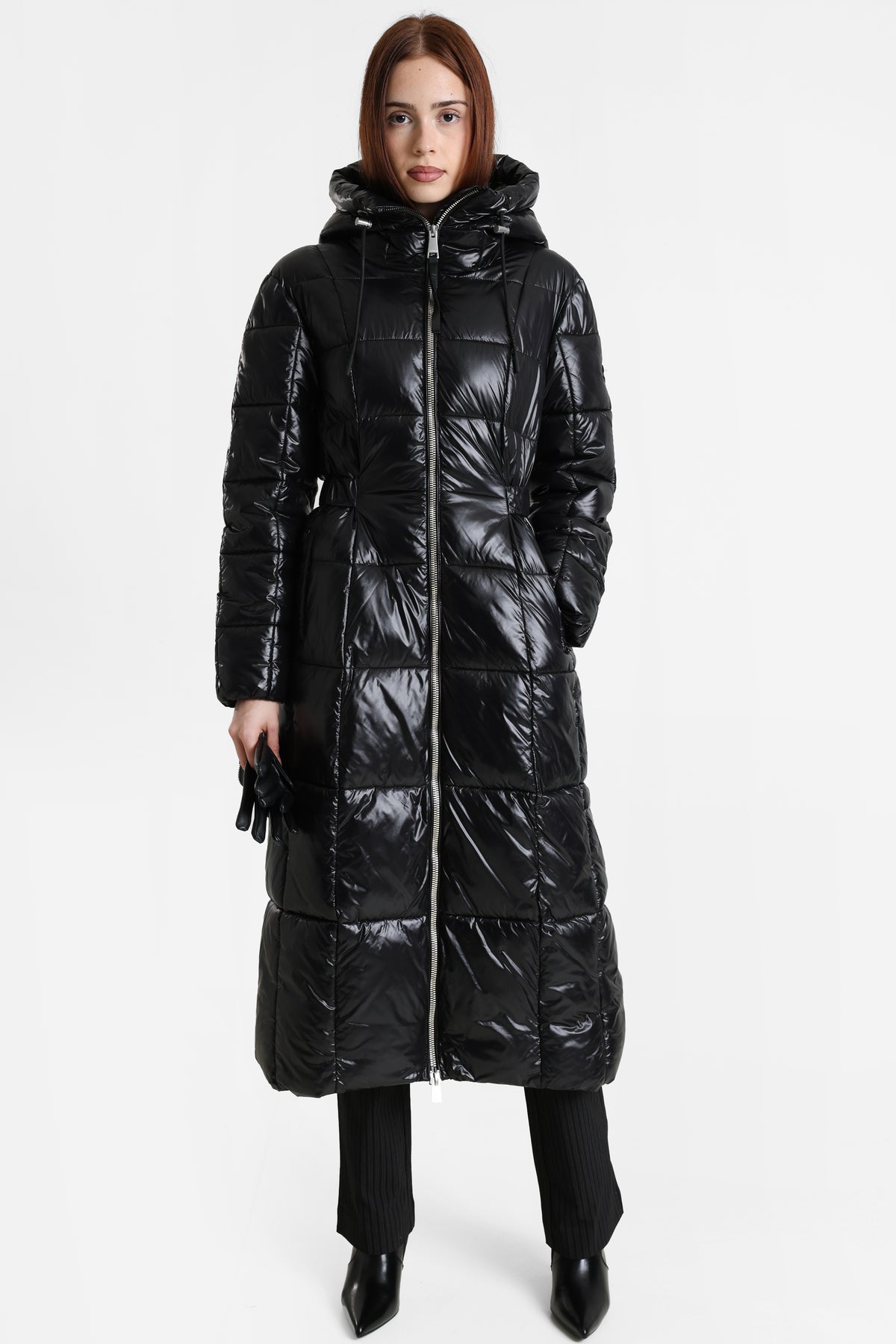 Luella shiny effect quilted coat - Black