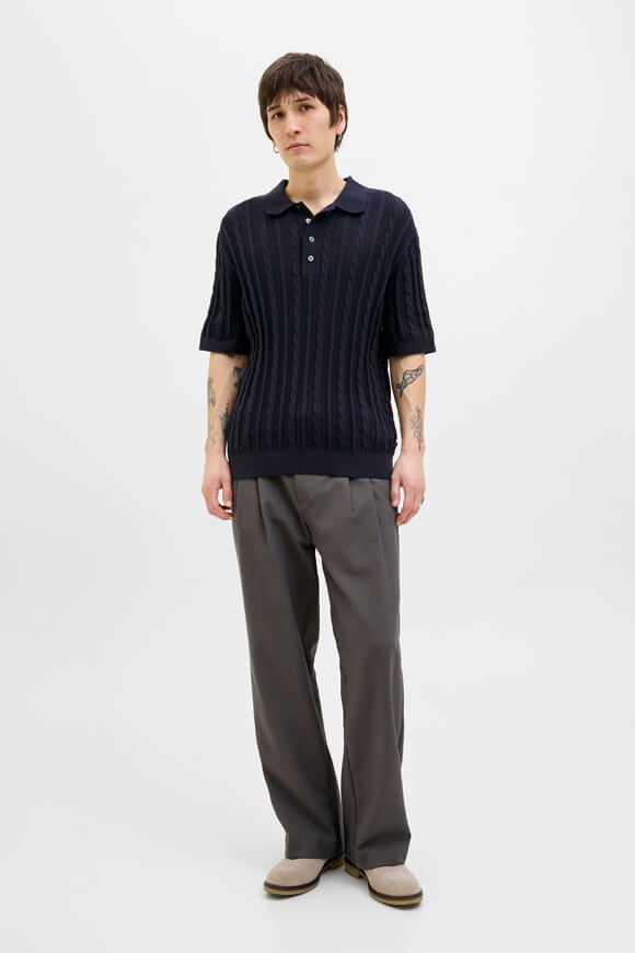 JPRBLAMASON Oversize Strick Poloshirt - Night Sky