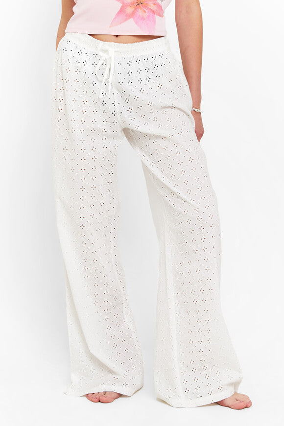 Pantaloni in tessuto con motivo traforato - Bianco