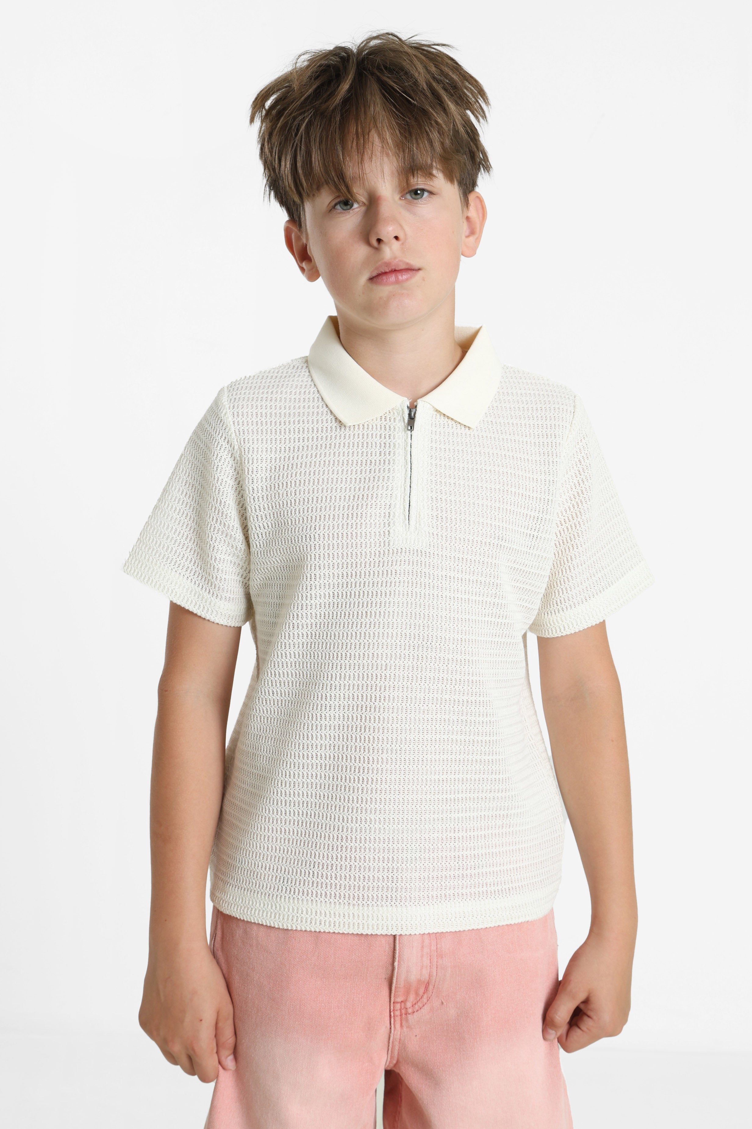 Häkel Poloshirt - Ecru