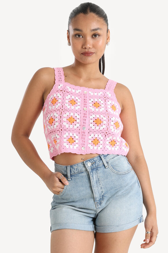 ONLAMARI Crochet Crop Top - Camellia Rose