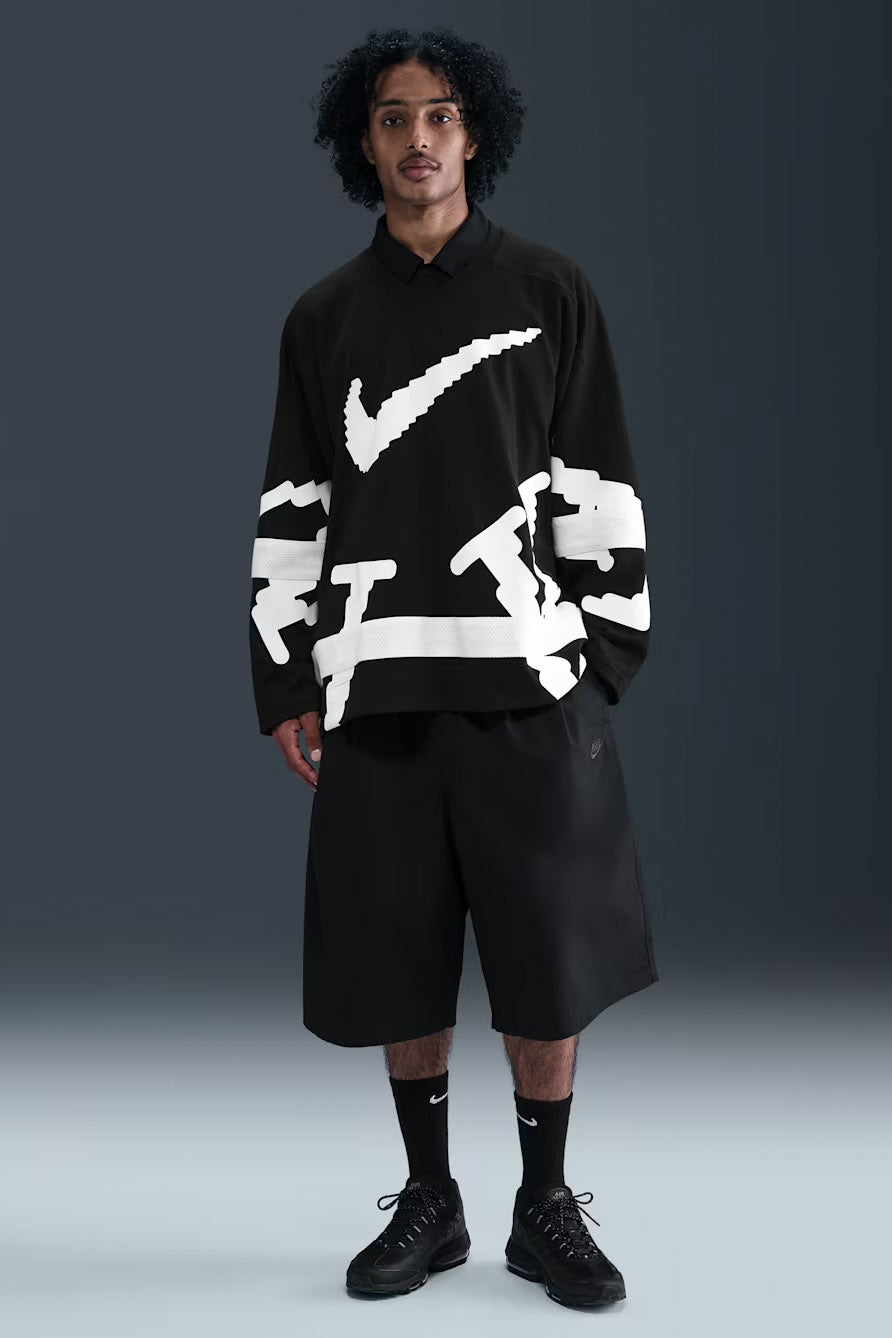 Strukturiertes Langarmshirt - Black + White