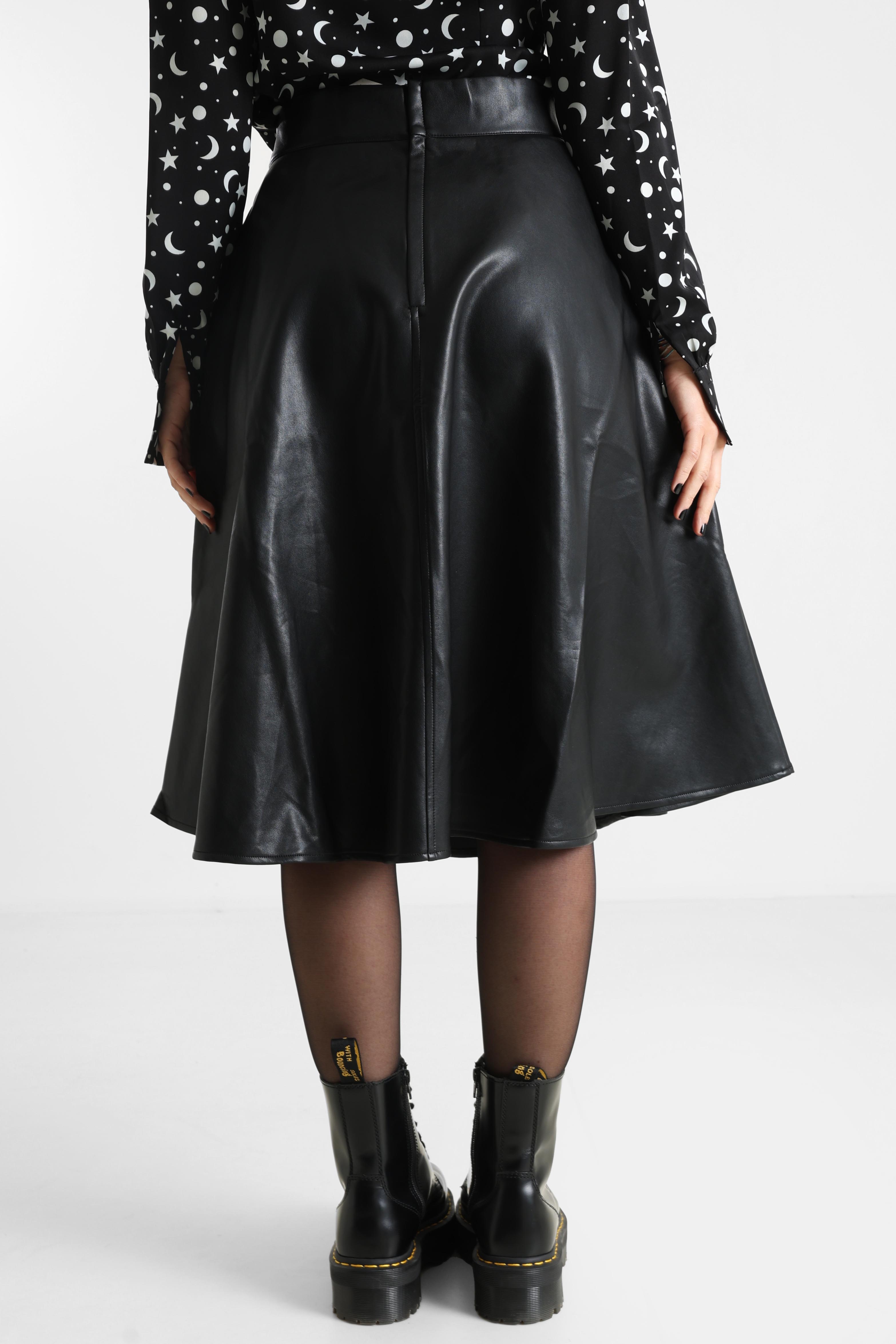 Daphne Kunstleder Midirock - Black