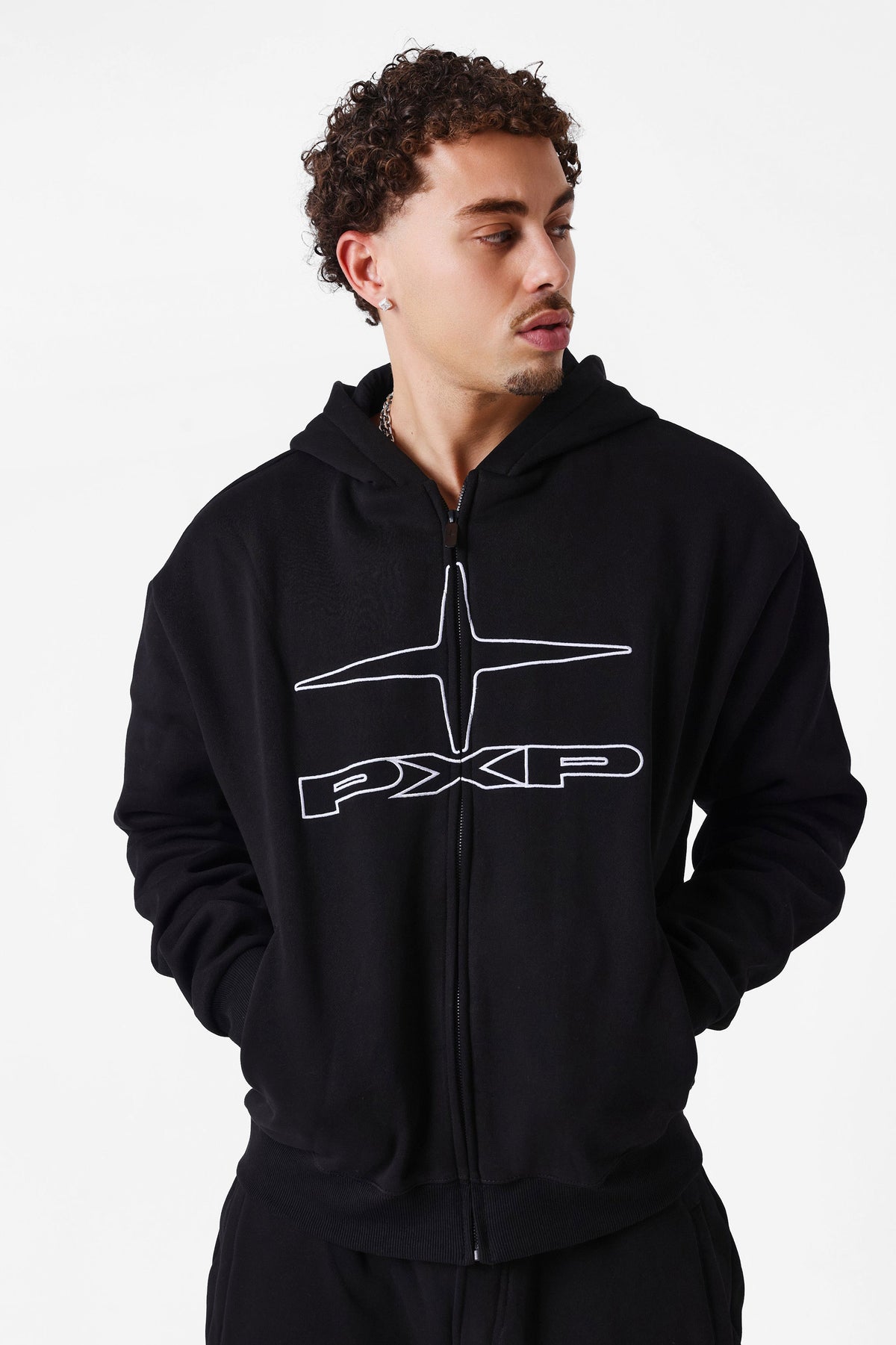 Kapuzensweatjacke - Black
