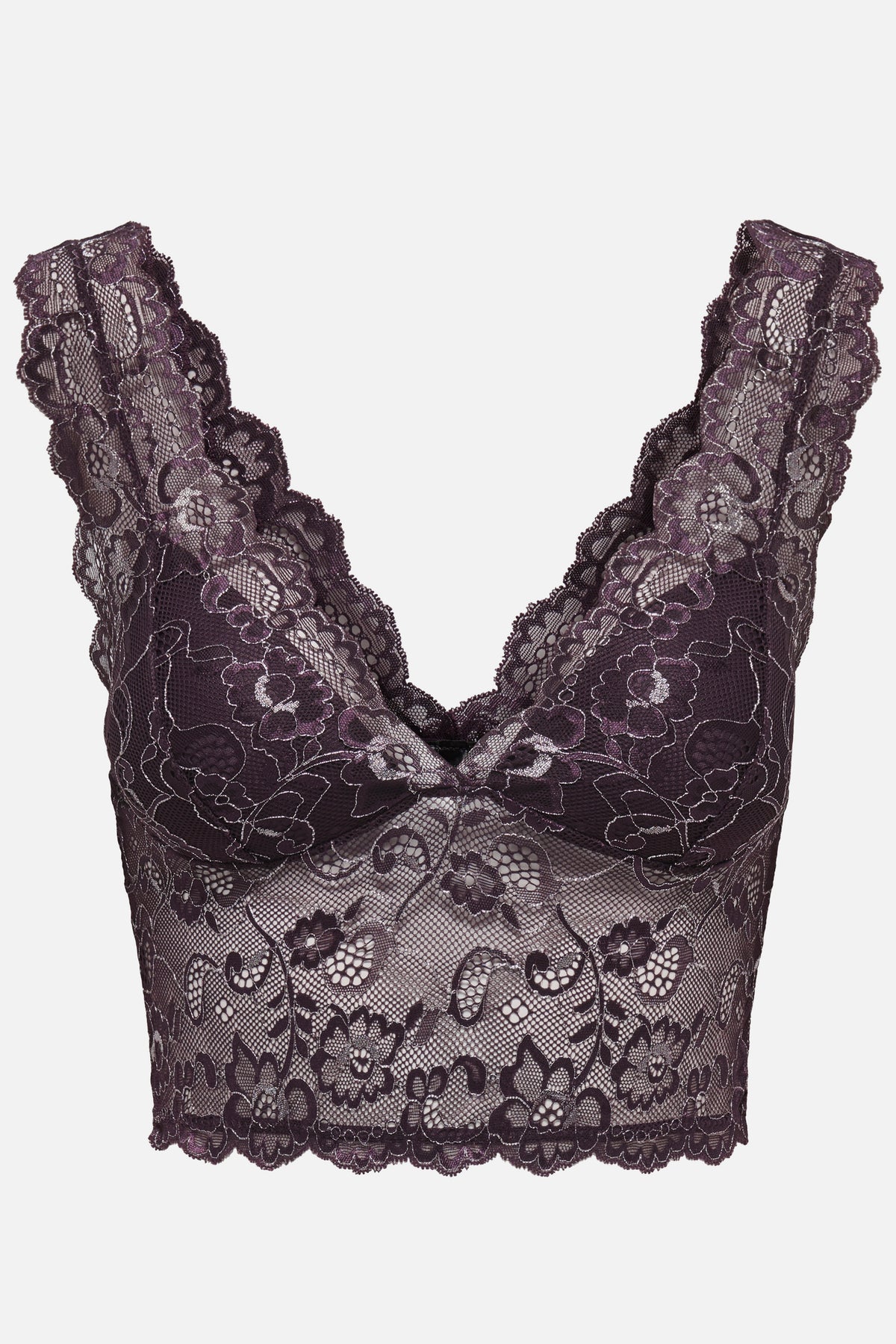 ONLCHLOE bralette in mesh con filo lurex - Plum Perfect