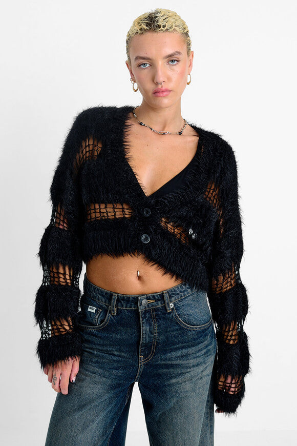 Realm jaquette courte en tricot poilu - Black