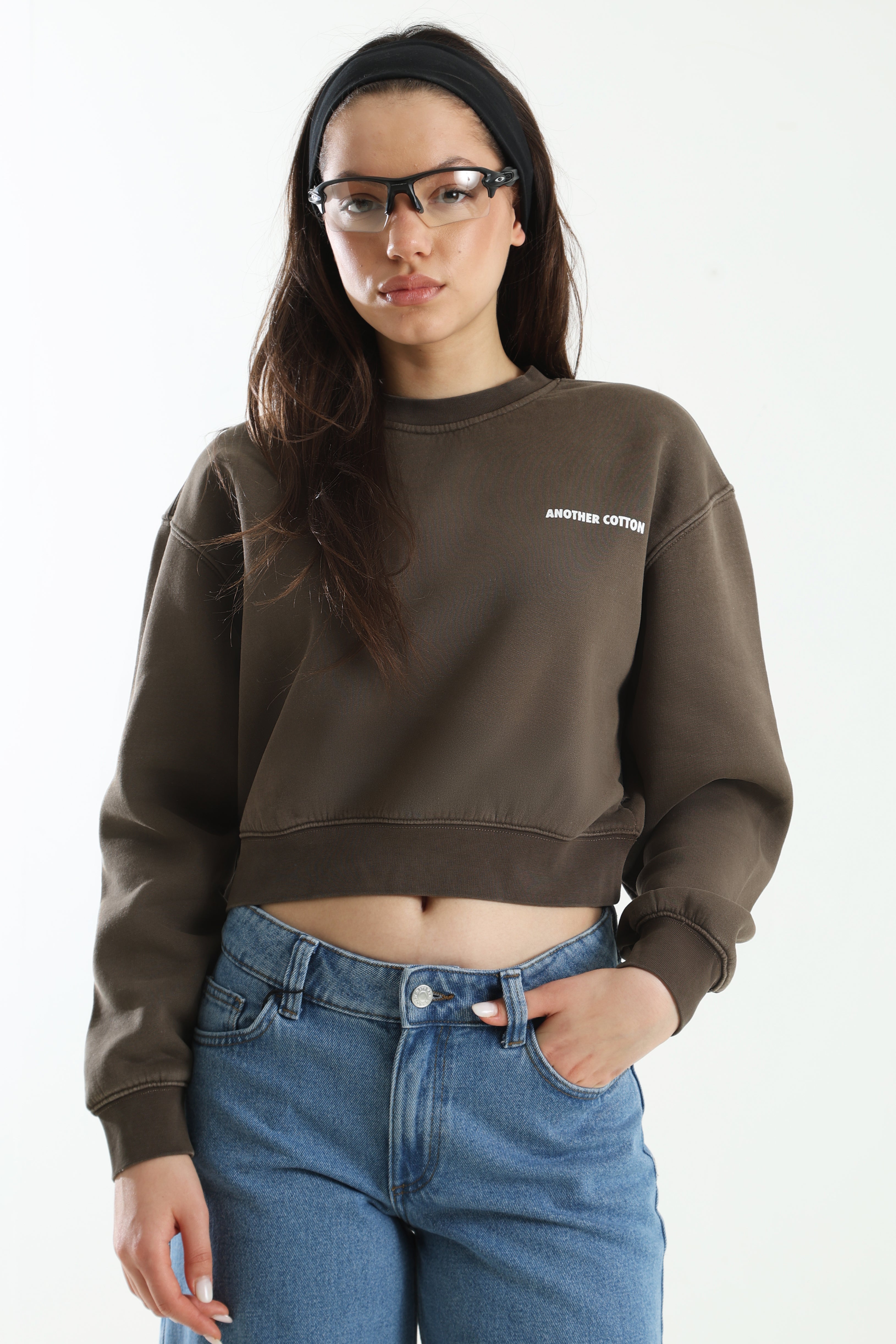Crop Sweatshirt - Brown