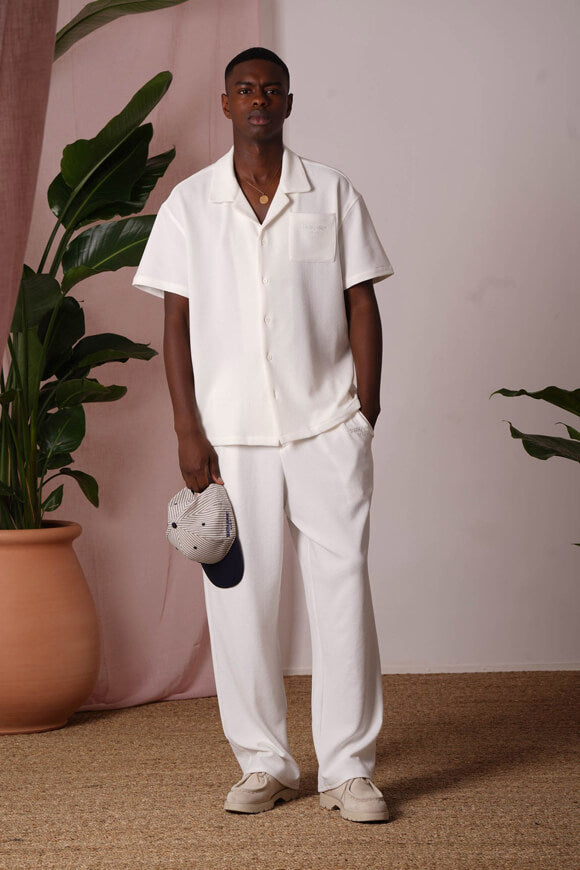 Hose aus Seersucker - Offwhite