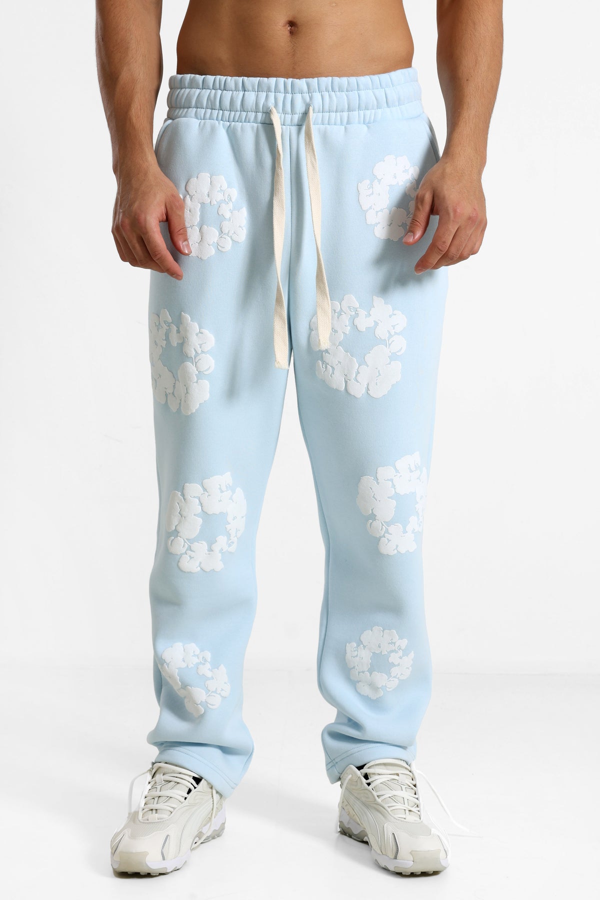 Pantaloni in felpa - Light Blue + White
