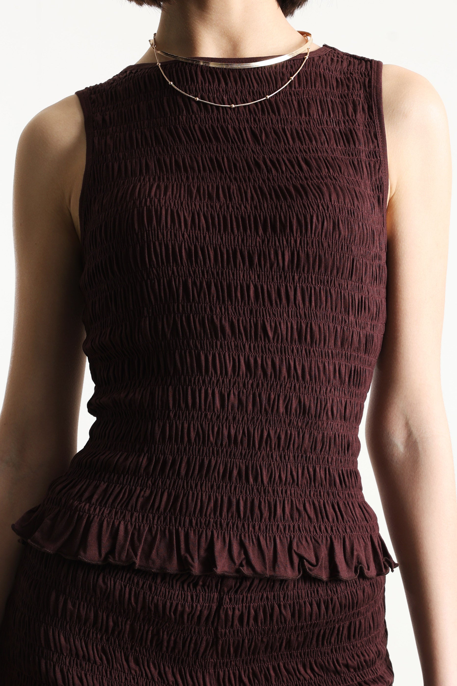 Gesmoktes Top - Dunkelbraun