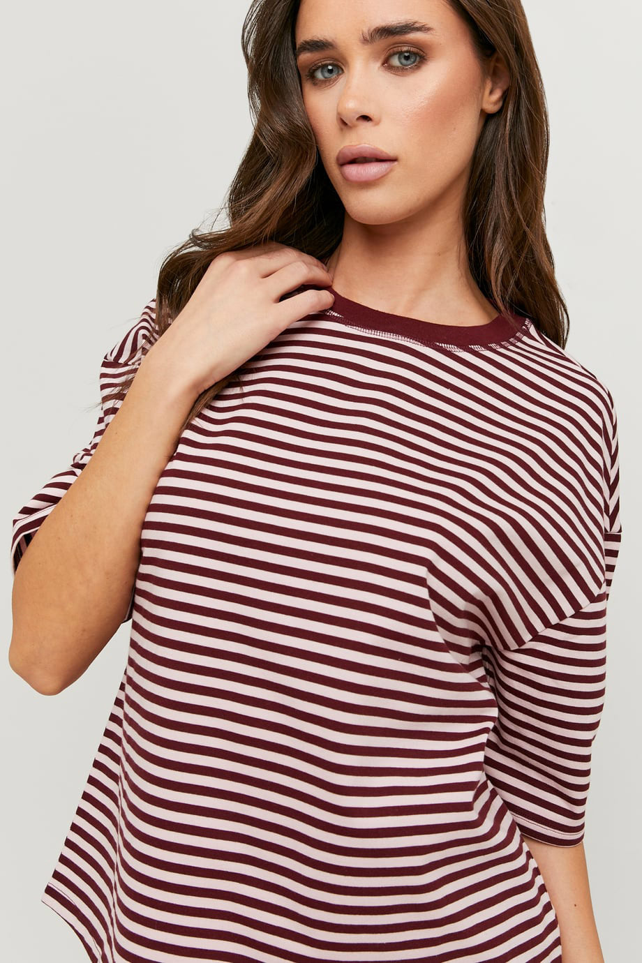 Oversize T-Shirt - Burgundy + Light Pink