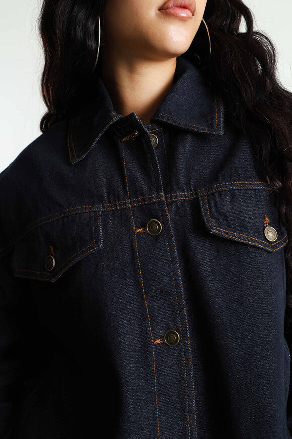 Oversize Jeansjacke - Dark Blue Denim