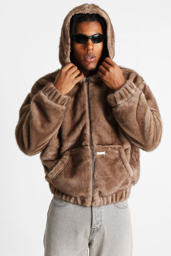 Giacca in pelliccia sintetica - marrone