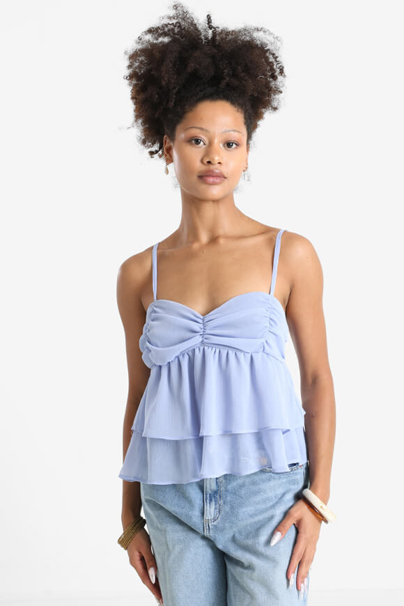 Seersucker strap top - blue/purple