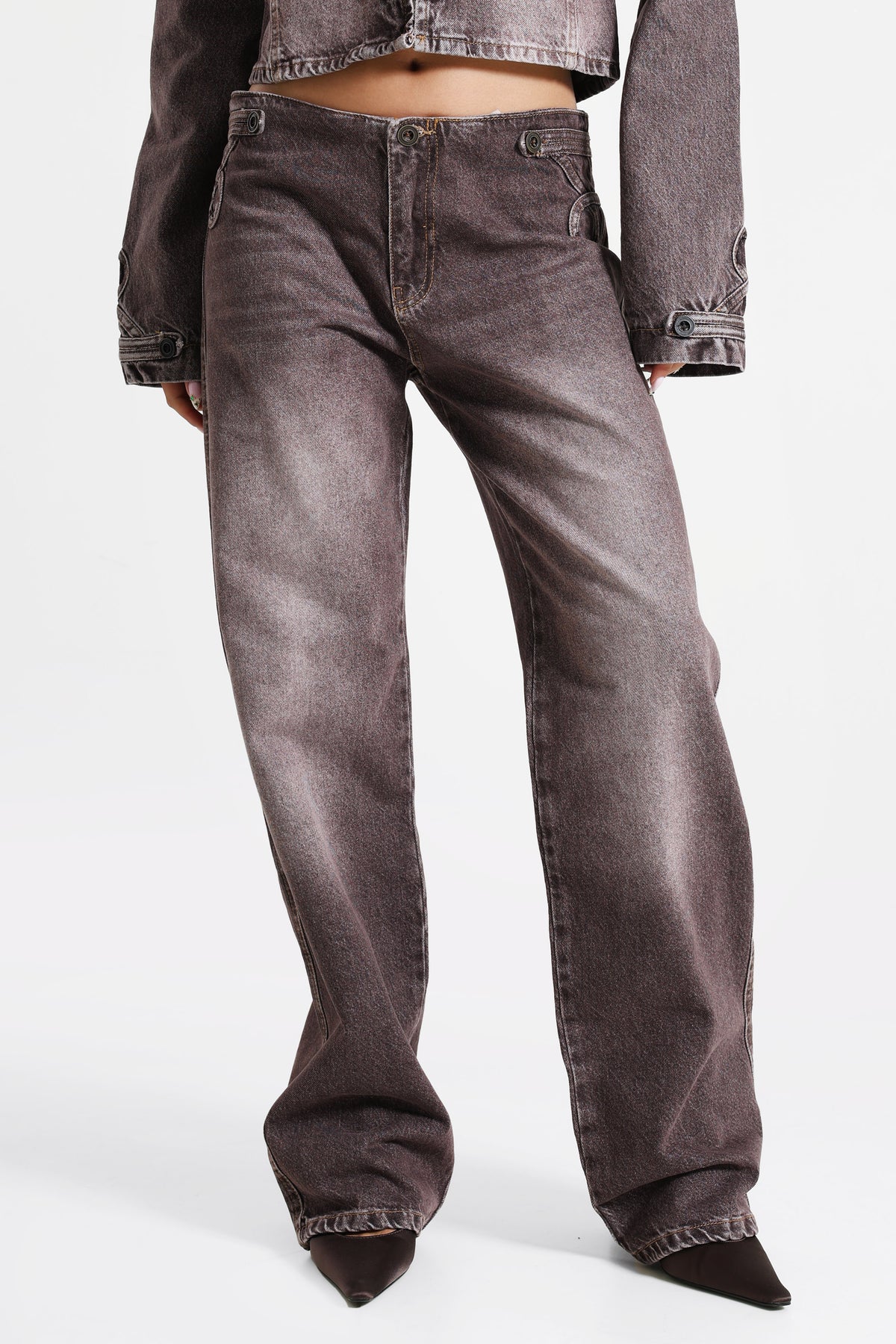 Jean loose fit - Dark Red Denim Washed