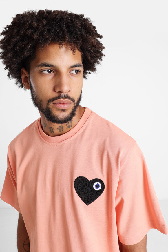 Maglietta Heart - Rosa salmone + nero