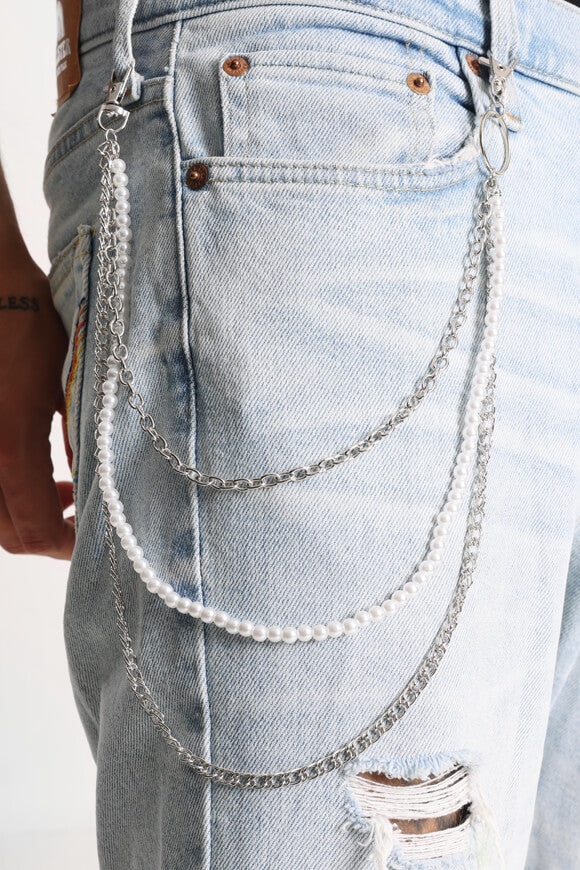 Trouser chain - white + silver