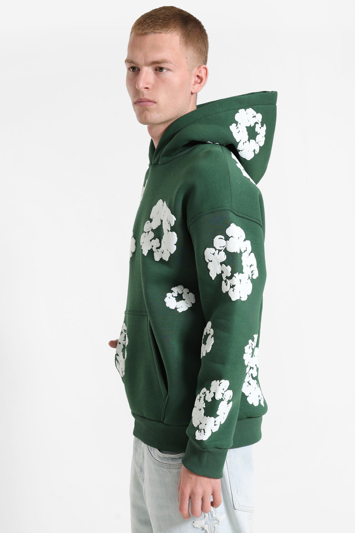 Kapuzensweatshirt - Forest Green + White