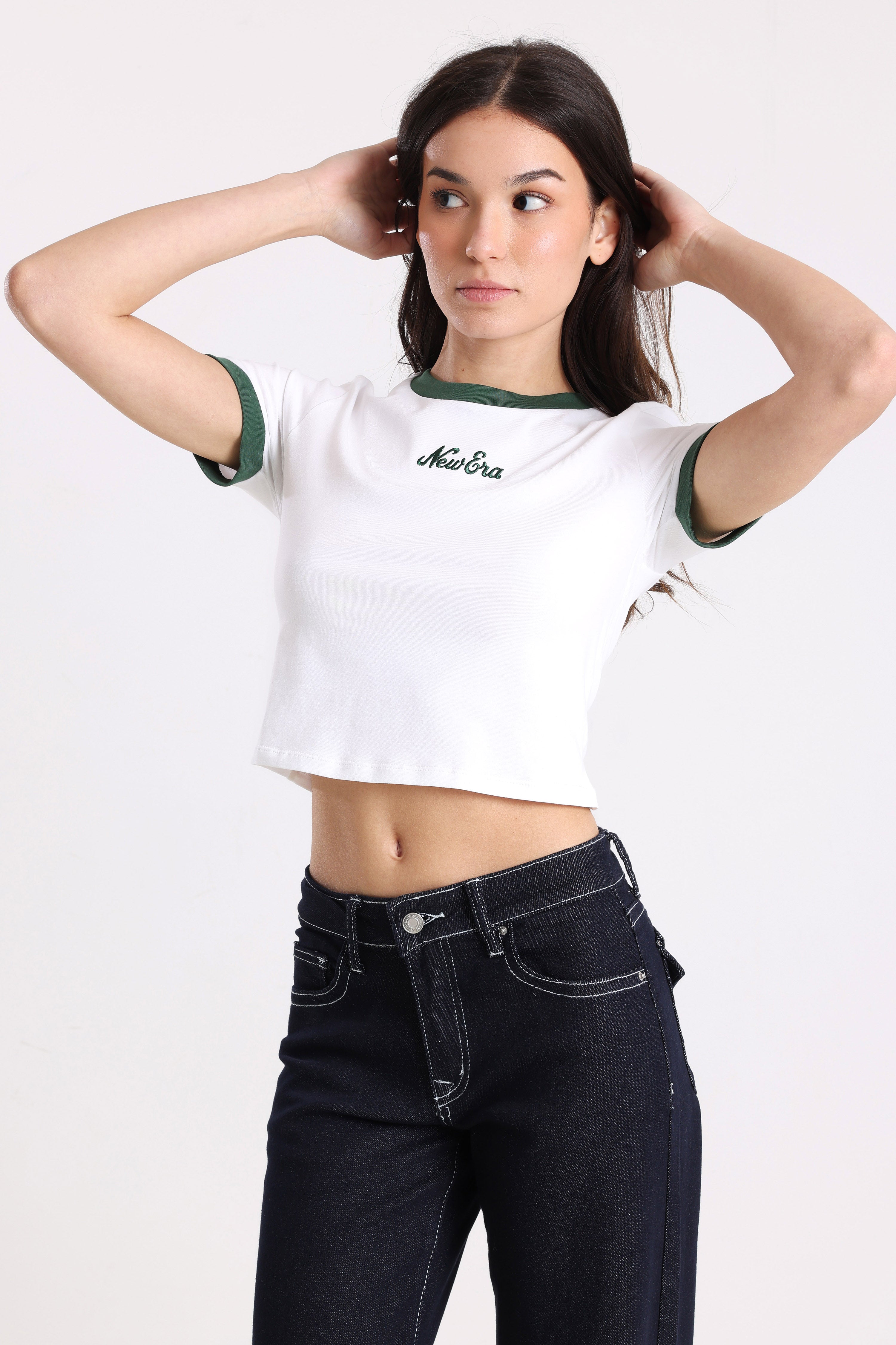 Crop T-Shirt - White + Green