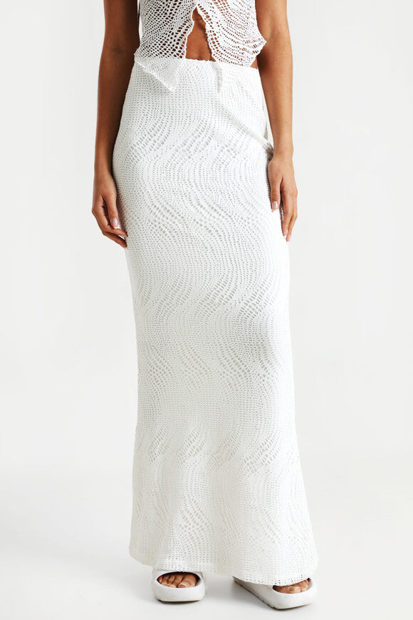 Maxi jupe ajourée - Blanc cassé