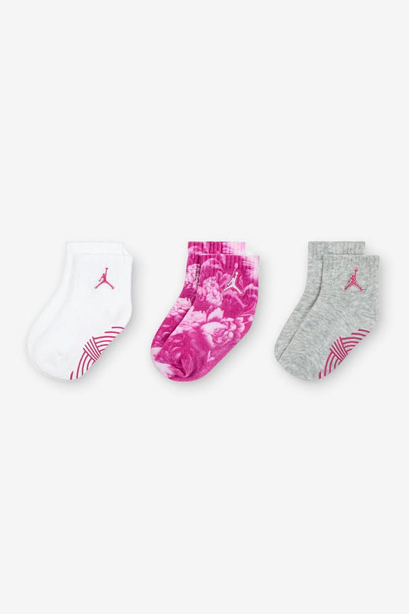Set di 3 paia di calzini per neonati - Fire Pink + White + Heather grey