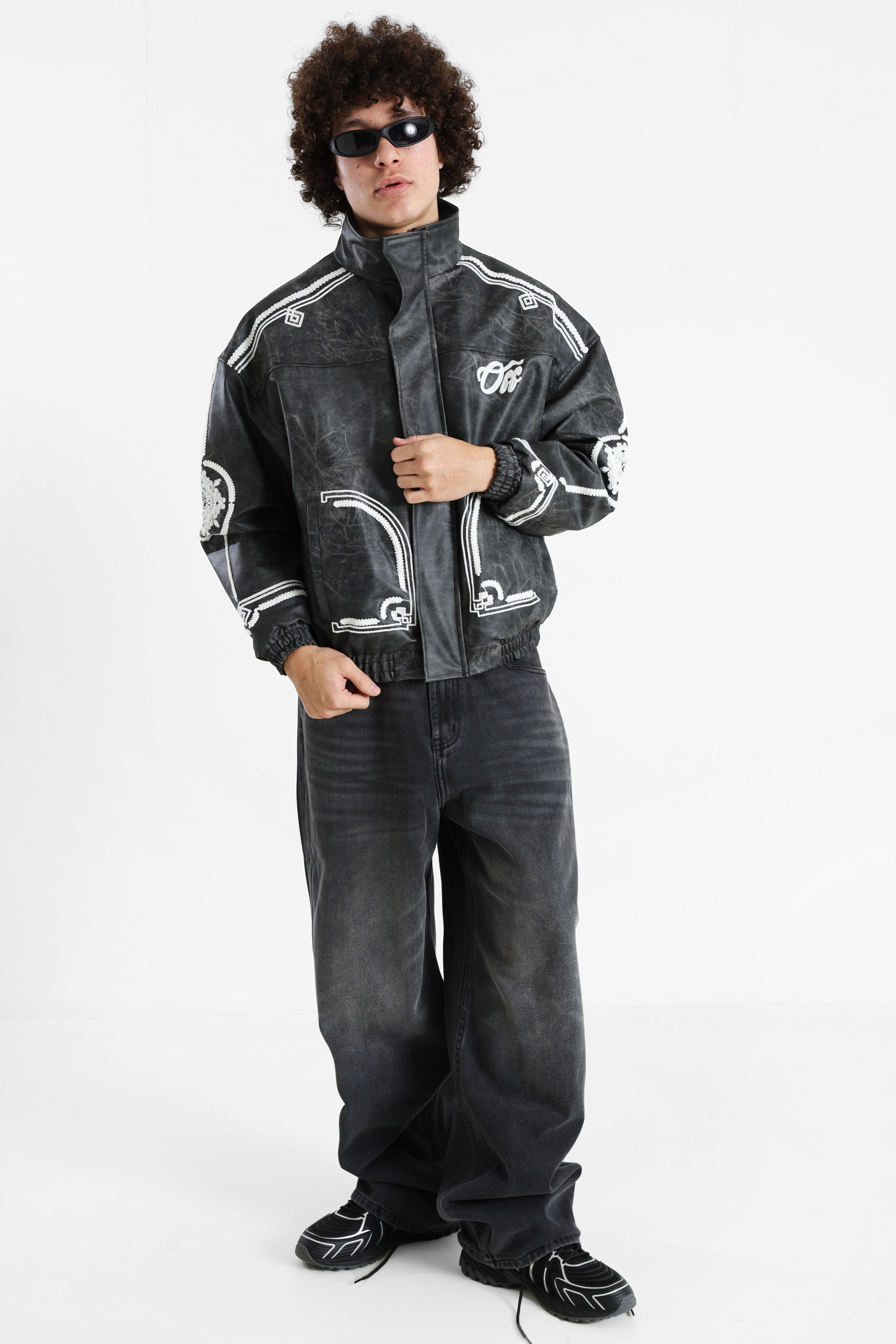 Faux leather jacket - Black Washed